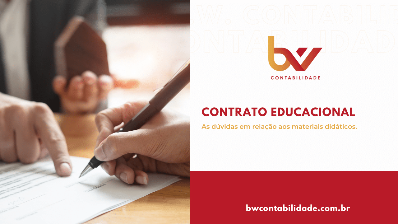 Capa de Contrato educacional e as dúvidas em relação aos materiais didáticos.